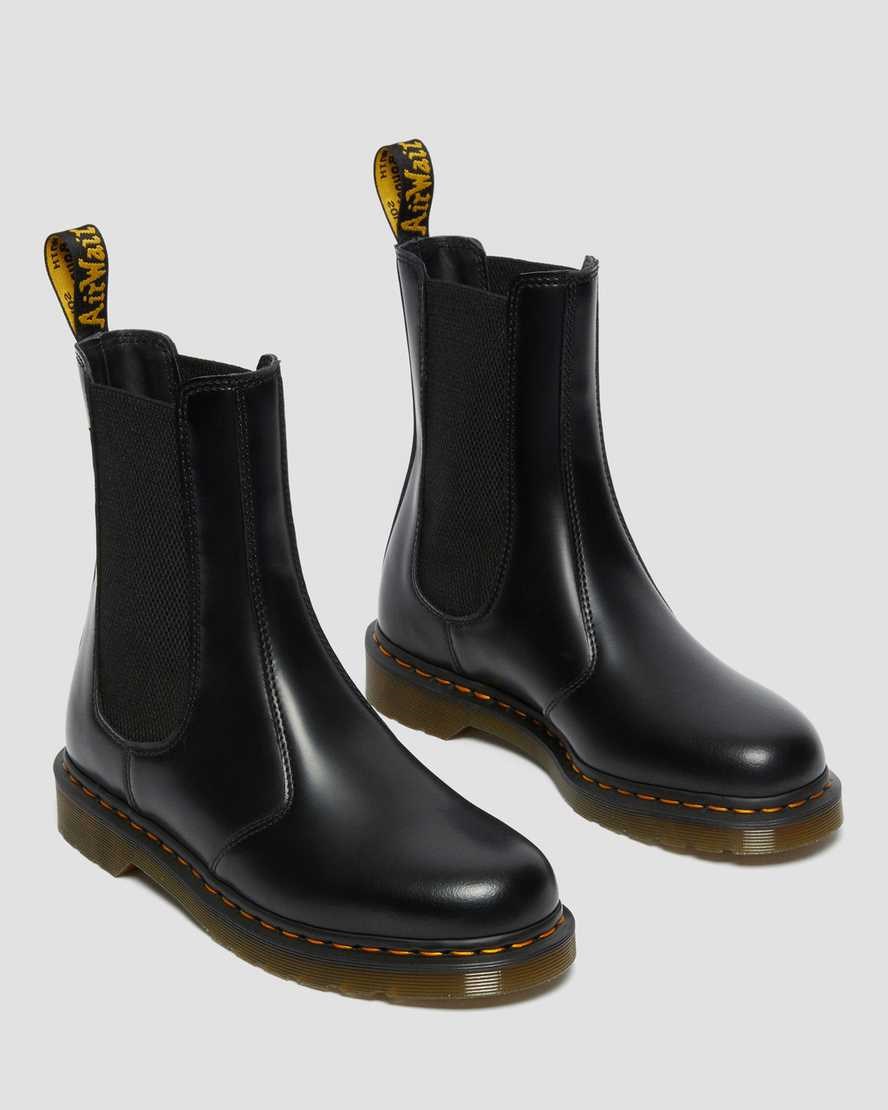 Black Smooth Leather Women's Dr Martens 2976 Hi Smooth Leather Chelsea Boots | AEH-845371
