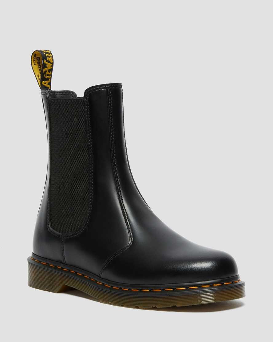 Black Smooth Leather Women\'s Dr Martens 2976 Hi Smooth Leather Chelsea Boots | AEH-845371