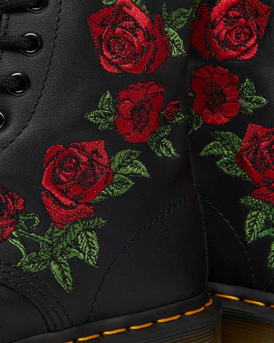 Black Softy T Women's Dr Martens 1460 Vonda Floral Leather Lace Up Boots | PGW-861970